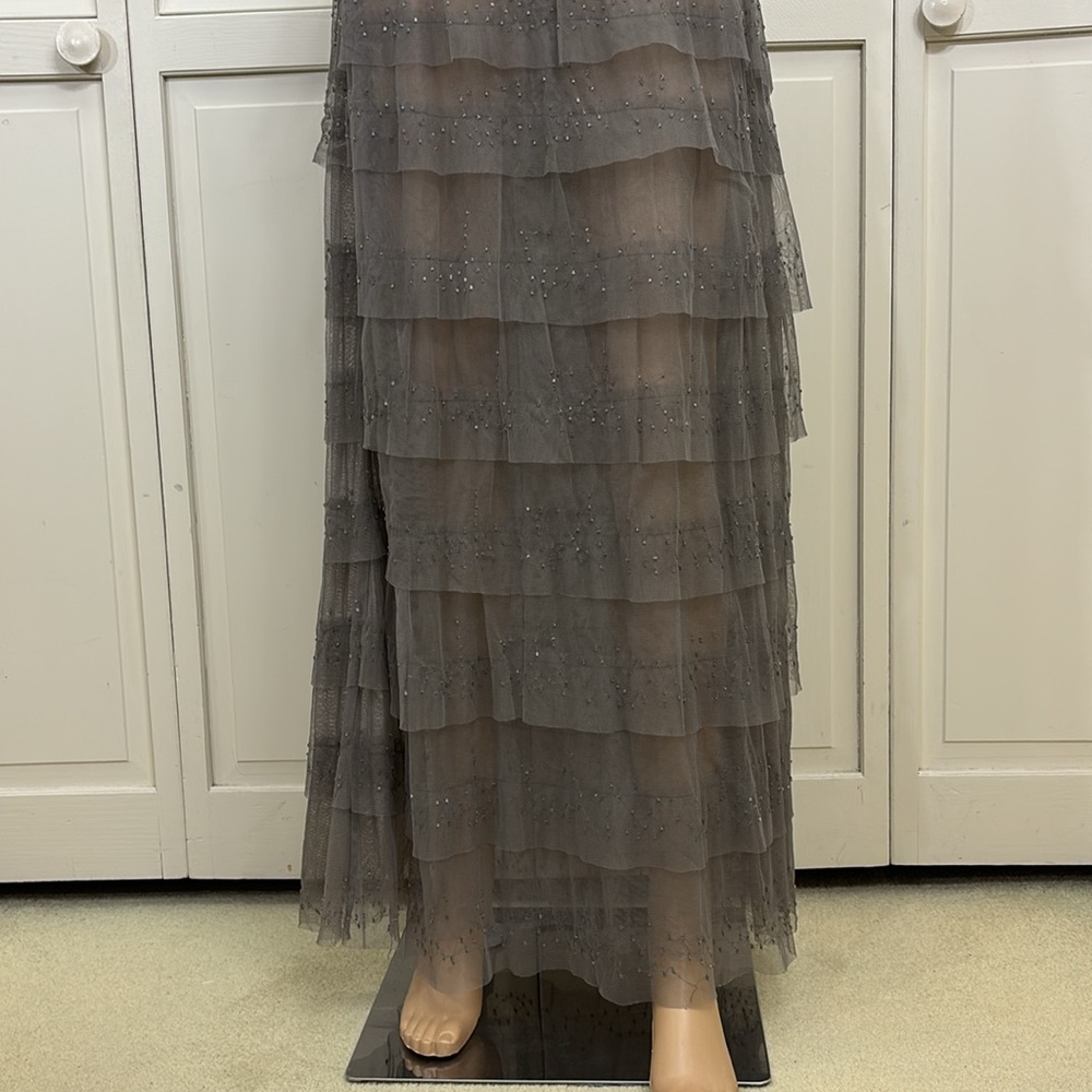 Chan Luu Gray Tiered & Beaded Fairy Maxi Mesh Tulle Skirt Medium - Picture 3 of 14